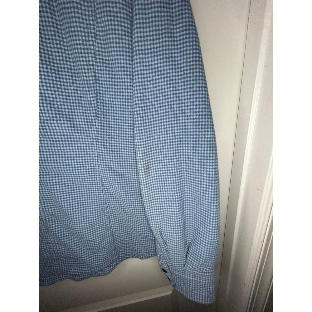Vintage Y2k L.L. Bean Quilted Lined Blue Flannel Button Up Shacket Womens Medium - Picture 8 of 8